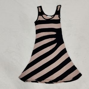 Calvin Klein Womens Tank Maxi Dress Size 6 Black Beige Ruched Sleeveless Casual